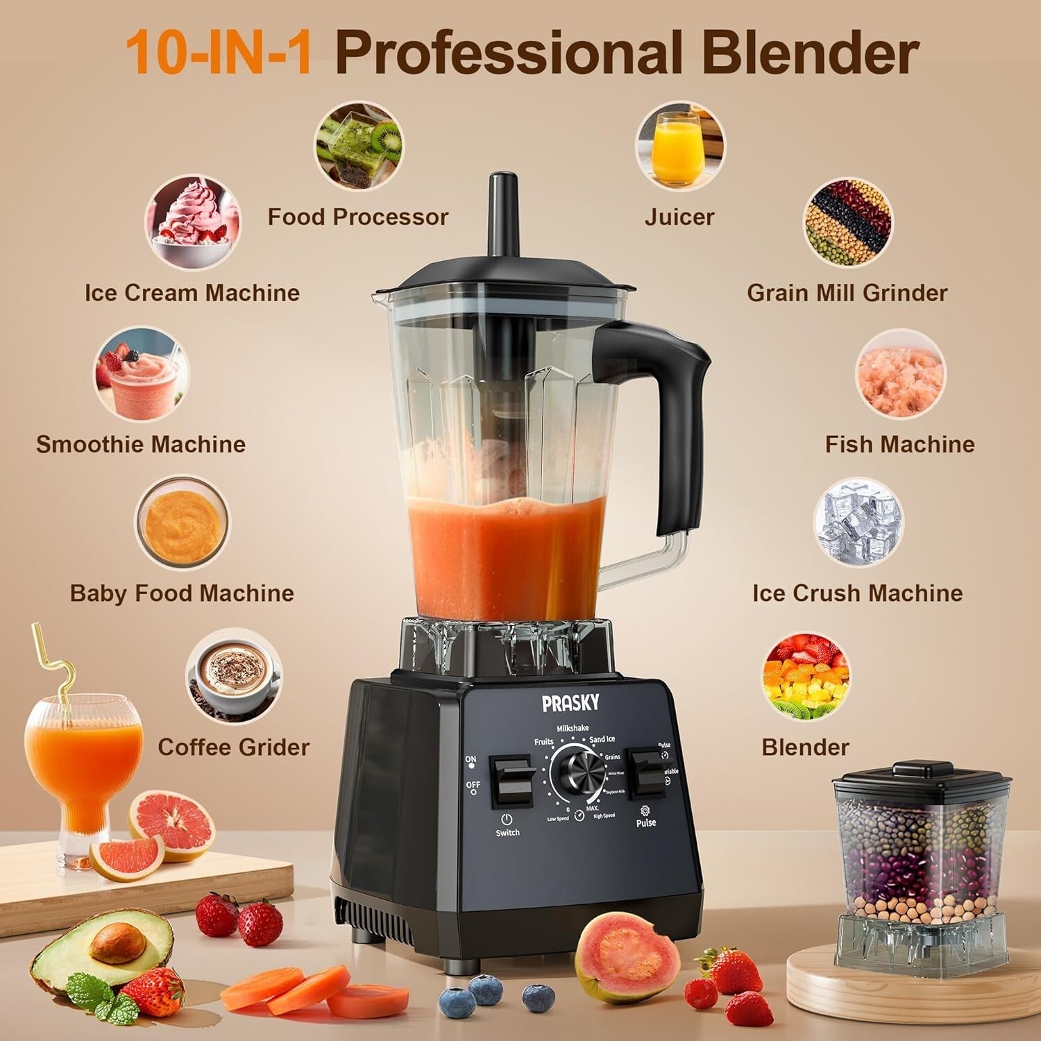 High-Performance Blender, 25000 RPM with Variable Speeds & BPA-Free Container