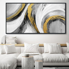 Load image into Gallery viewer, Versatile 29"X58" Large Abstract Wall Art in Black, White &amp; Gold - Perfect Gift