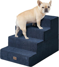 Load image into Gallery viewer, Extra Wide 4-Step Pet Stairs - Safe Access for Small Dogs &amp; Cats in Navy