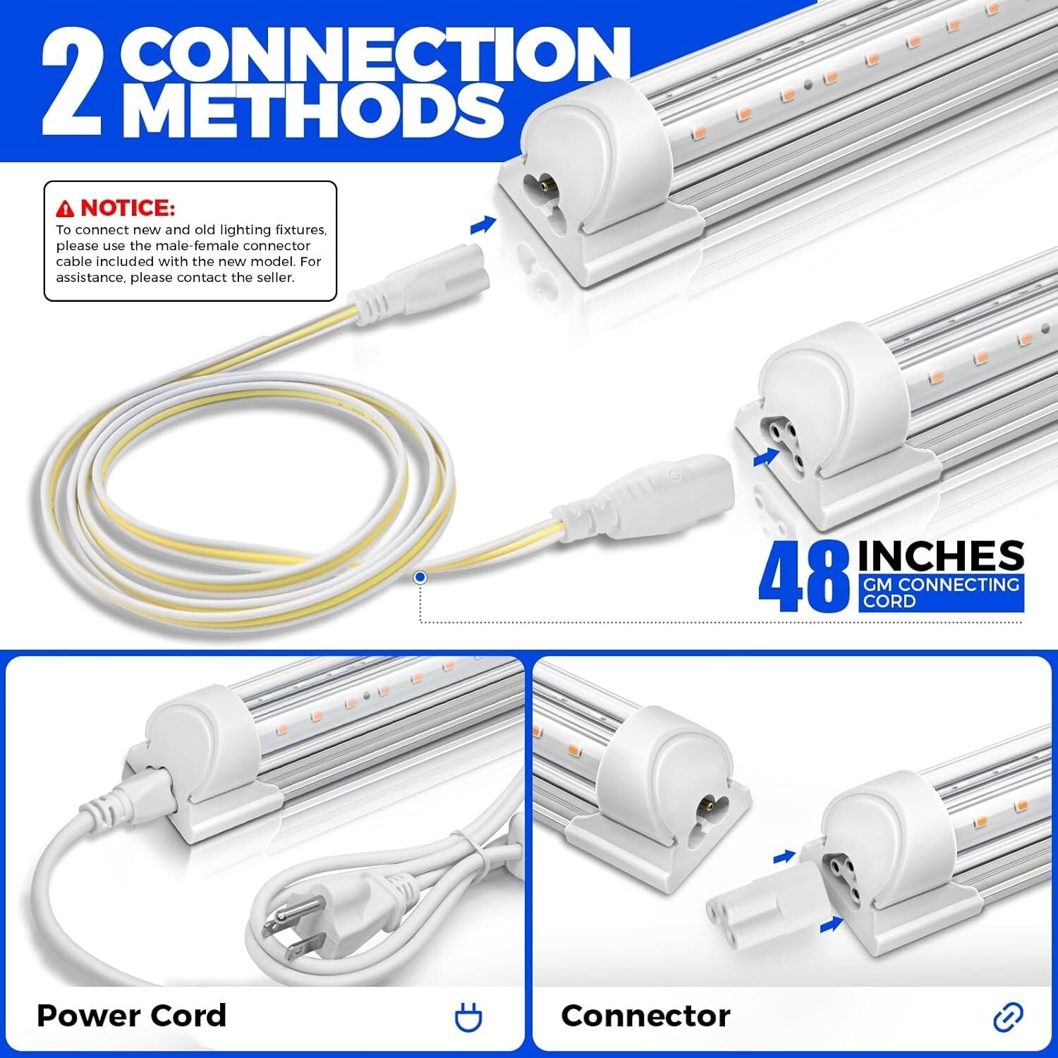 Super Bright 2FT T8 Grow Lights with V-Shaped Reflector for Home Indoor Greenery