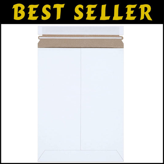 Self-Seal StayFlat Mailer Pack of 100 - 9" x 11.5" Durable Cardboard Envelopes