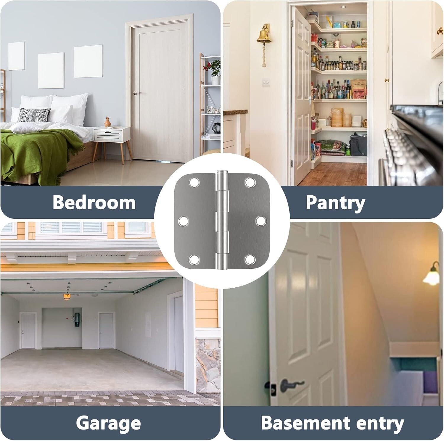 Classic Brushed Nickel 30 Pack Door Hinges 3.5" x 3.5" with Removable Pins