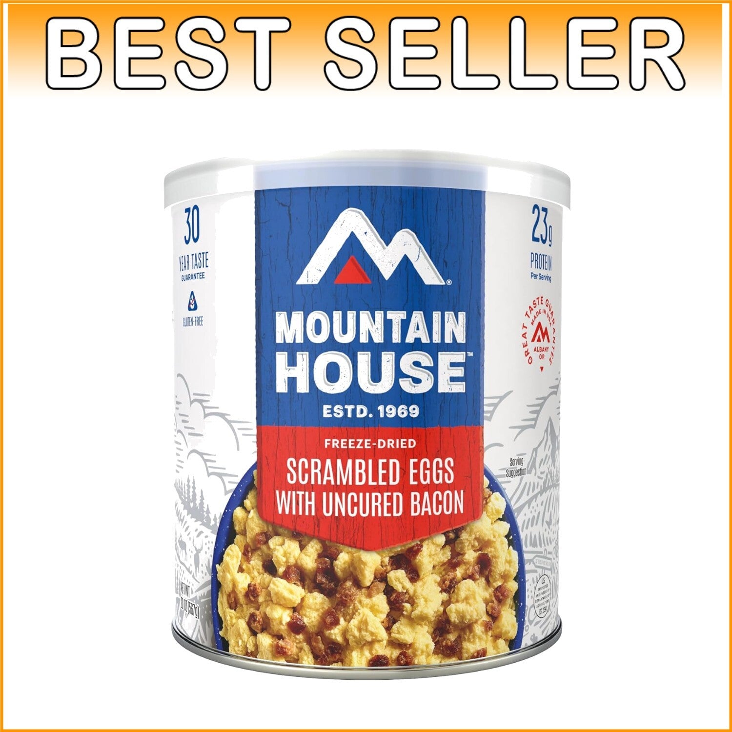 Emergency Freeze-Dried Breakfast Can: Scrambled Eggs & Smoked Bacon, 9 Servings