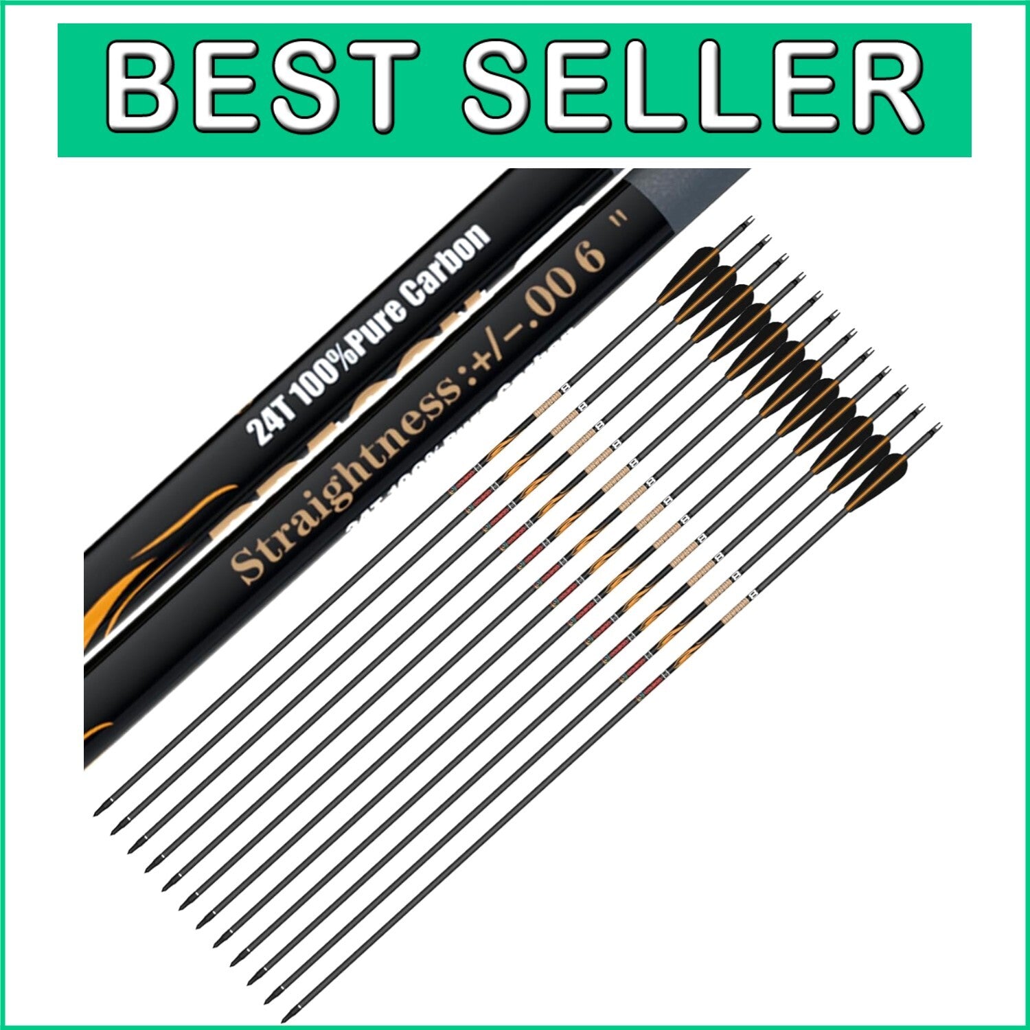 12PCS 100% Pure Carbon Arrows – Precision-Engineered for Consistent Performance