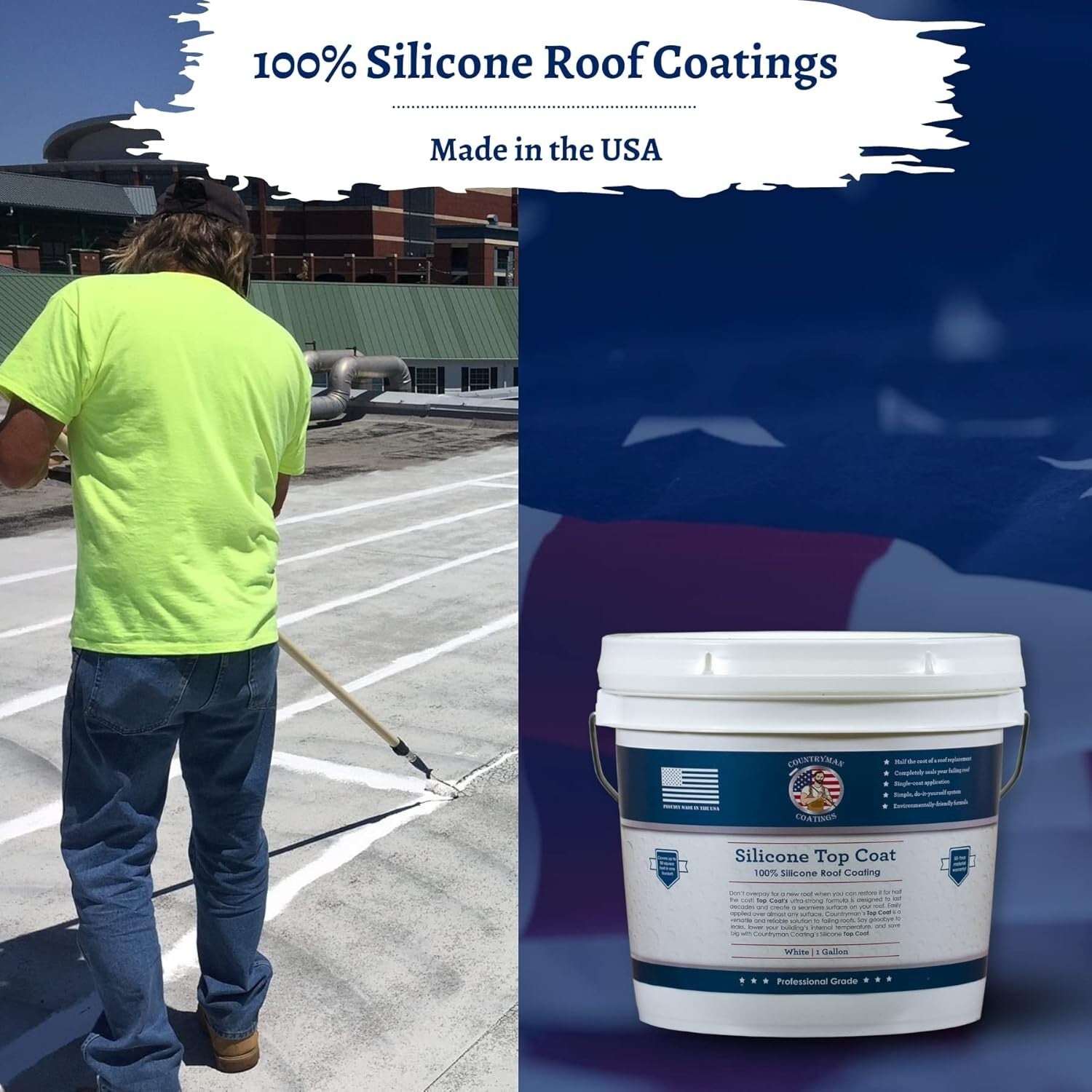 Seamless Roof Repair with 100% Silicone Coating - 1 Gallon Application, White
