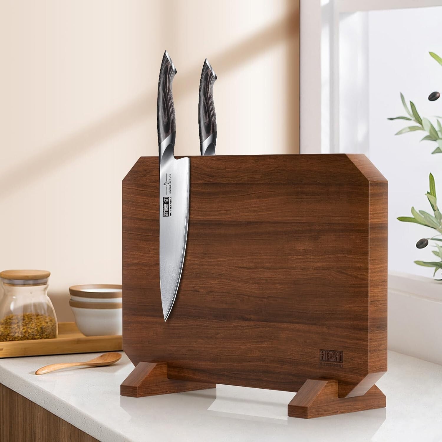 Double-Sided Magnetic Knife Holder with Non-Slip Feet - Modern Kitchen Essential
