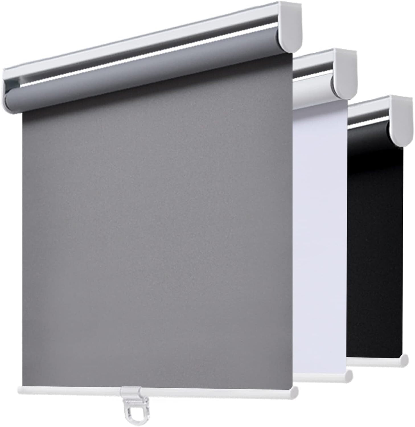 Grey Blackout Roller Blinds 35" W x 72" H - UV Protection & Thermal Insulation