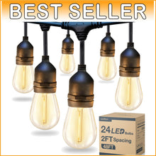 Load image into Gallery viewer, Commercial Grade 48FT LED Outdoor String Lights - Ideal for Gardens &amp; Events