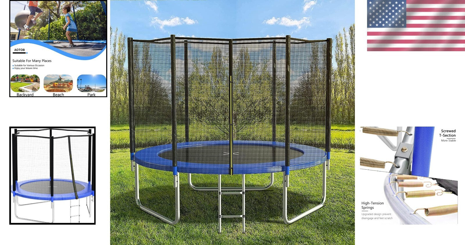 8FT Outdoor Trampoline with Safety Enclosure & Basketball Hoop for Hours of Fun
