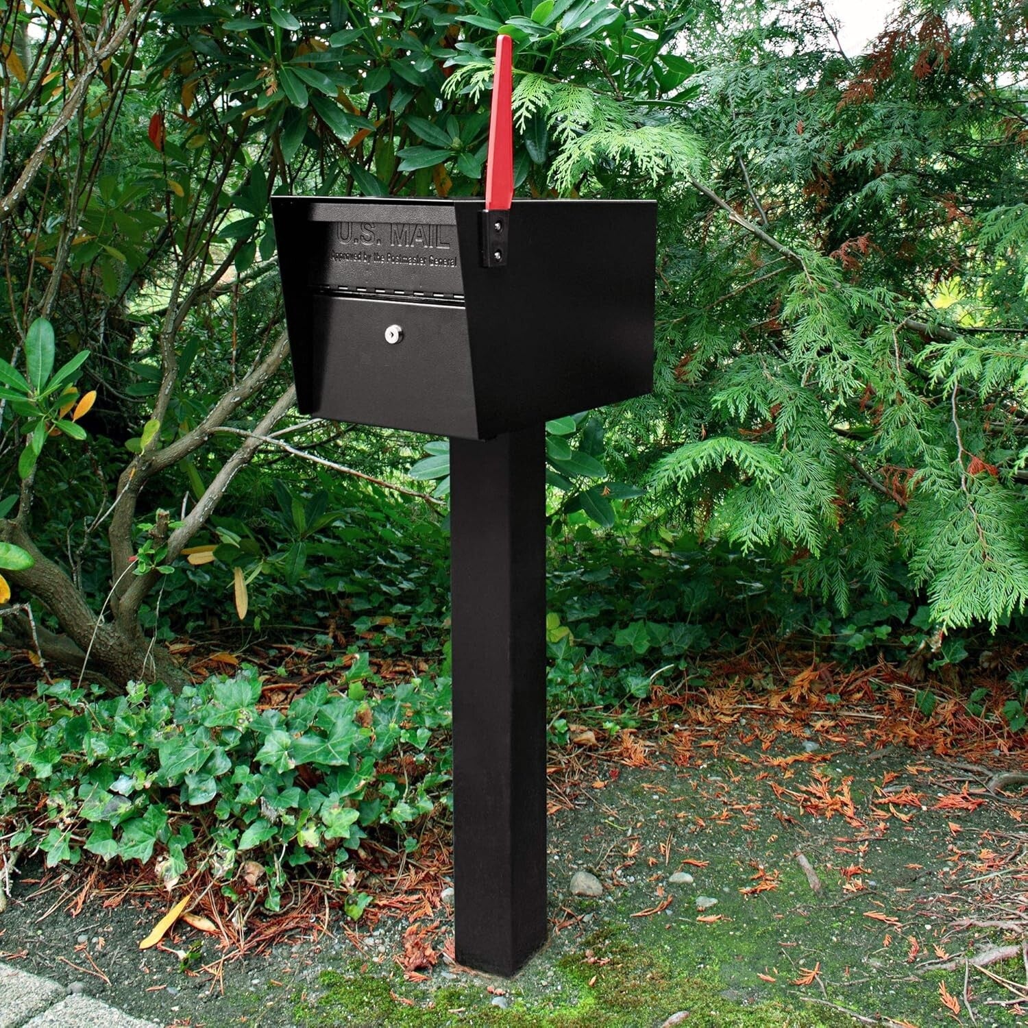43-Inch Heavy-Duty Black In-Ground Mailbox Post with Installation Hardware