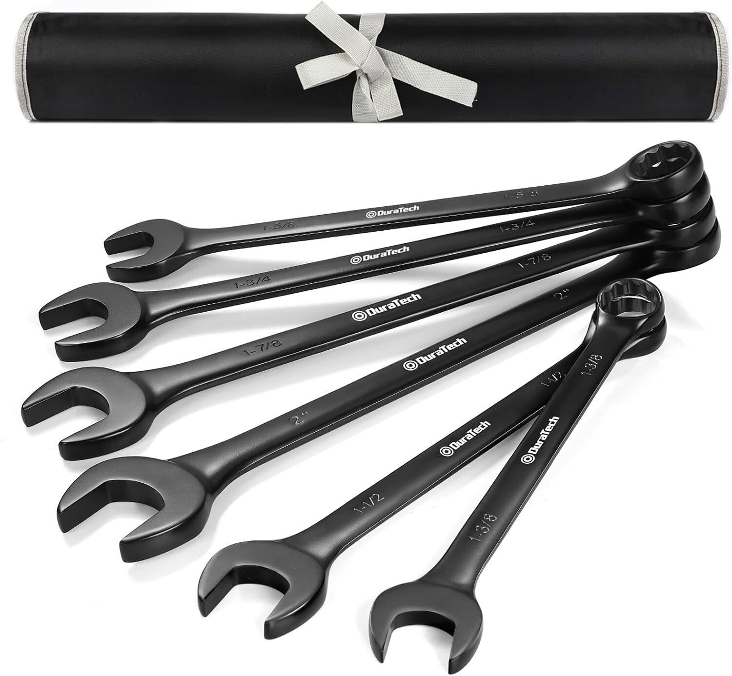 Durable Black Electrophoretic Wrench Set - 6 Jumbo Sizes, Easy Storage Pouch