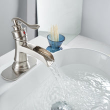 Load image into Gallery viewer, Durable Waterfall Spout Bathroom Faucet - Single Handle Brushed Nickel Finish