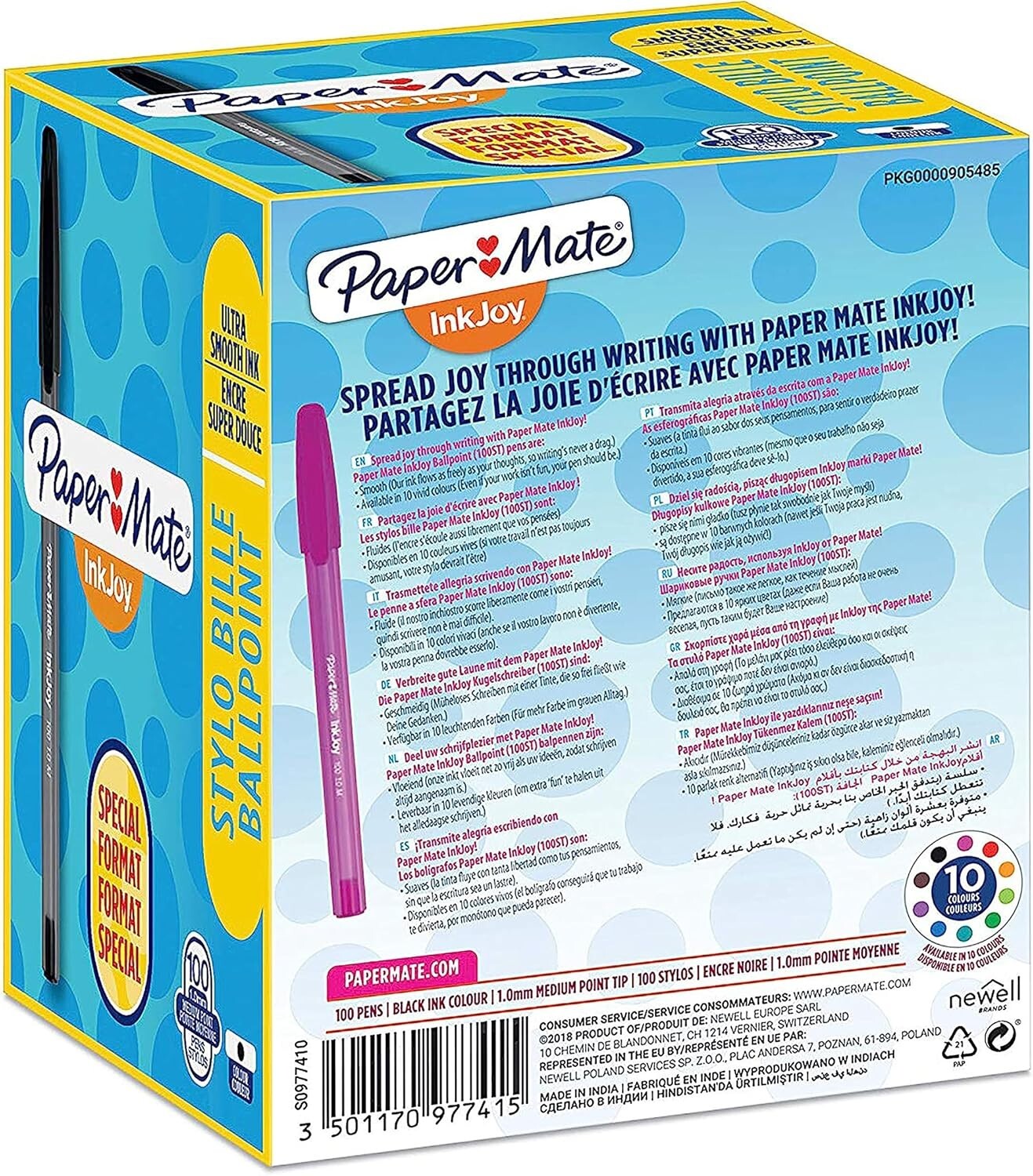 Pack of 100 InkJoy Ballpoint Pens - Black, Medium Tip 1.0mm with Smooth Ink Flow