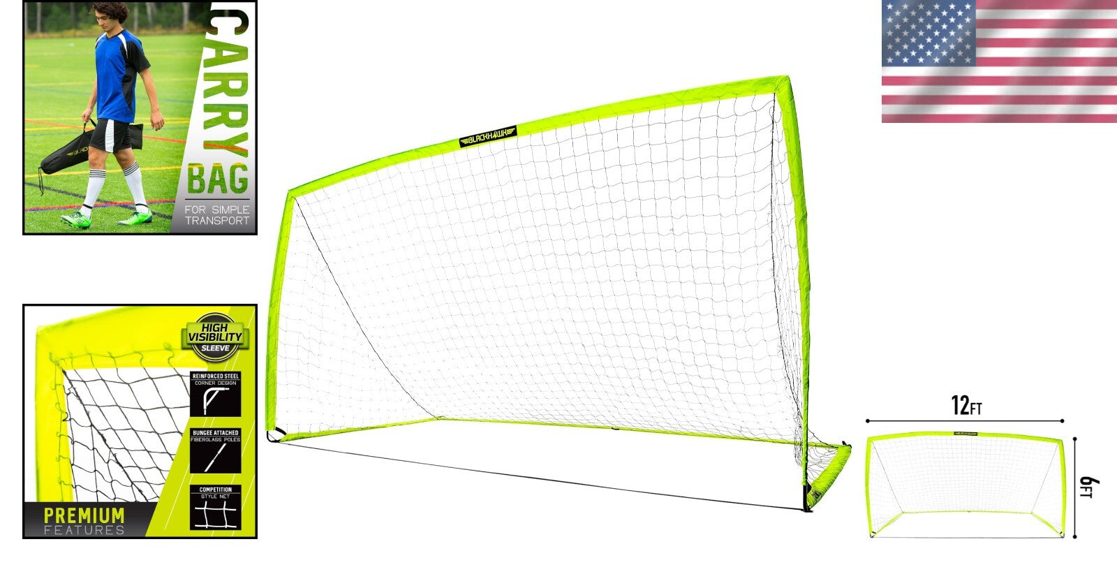 Durable Indoor/Outdoor 12' x 6' Soccer Goal - Lightweight & Portable Gear