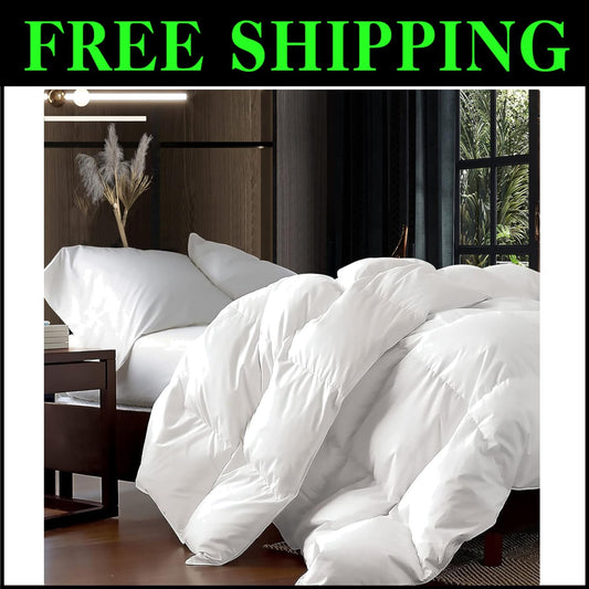 Luxurious California King Goose Down Fiber Comforter - 108" x 98" Elegant Design