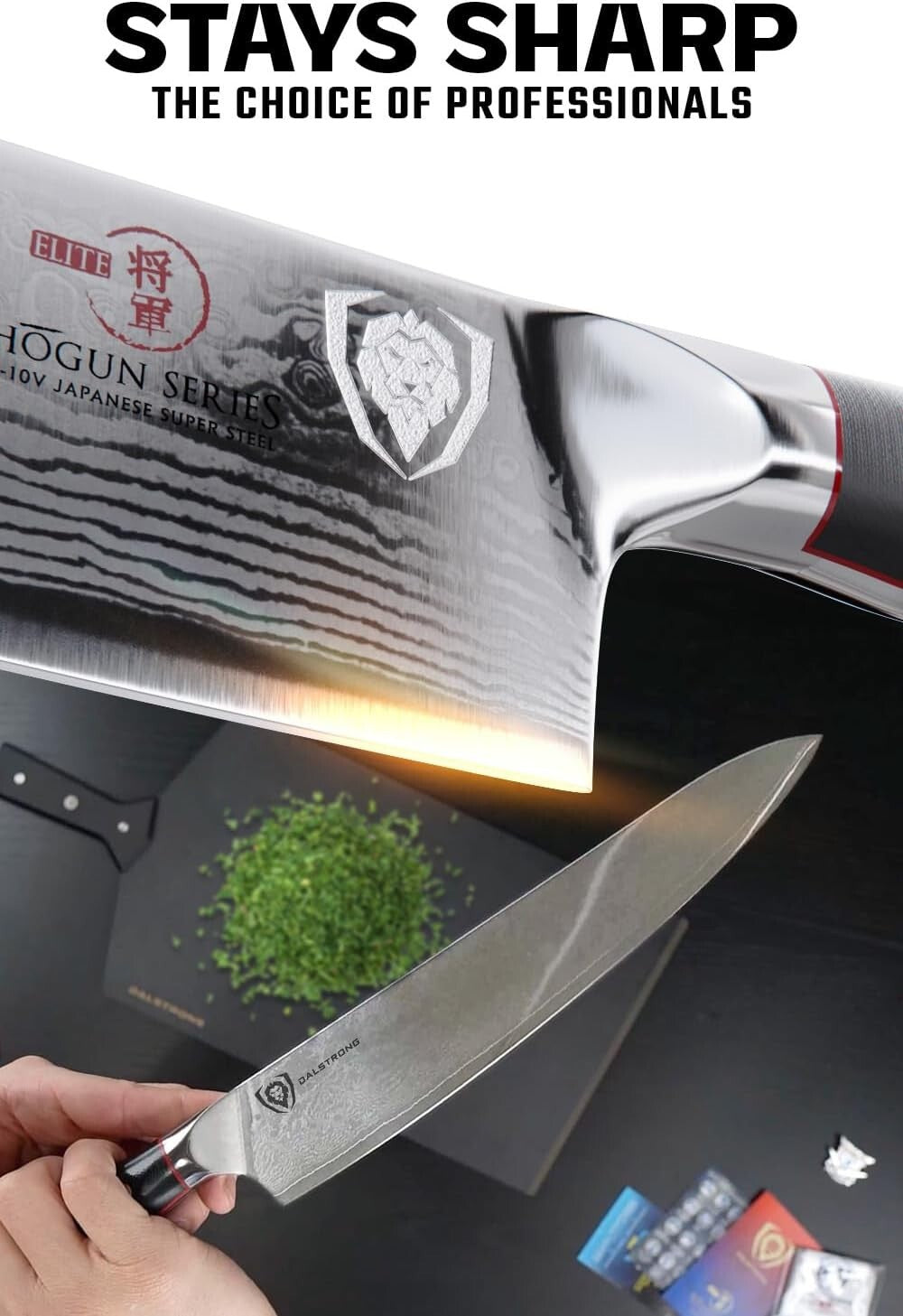 Damascus 9.5" Chef Knife - Lightweight AUS-10V Steel with Elegant Black Handle