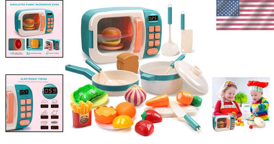 Educational Kids Pretend Kitchen Set with Microwave & Realistic Cooking Fun