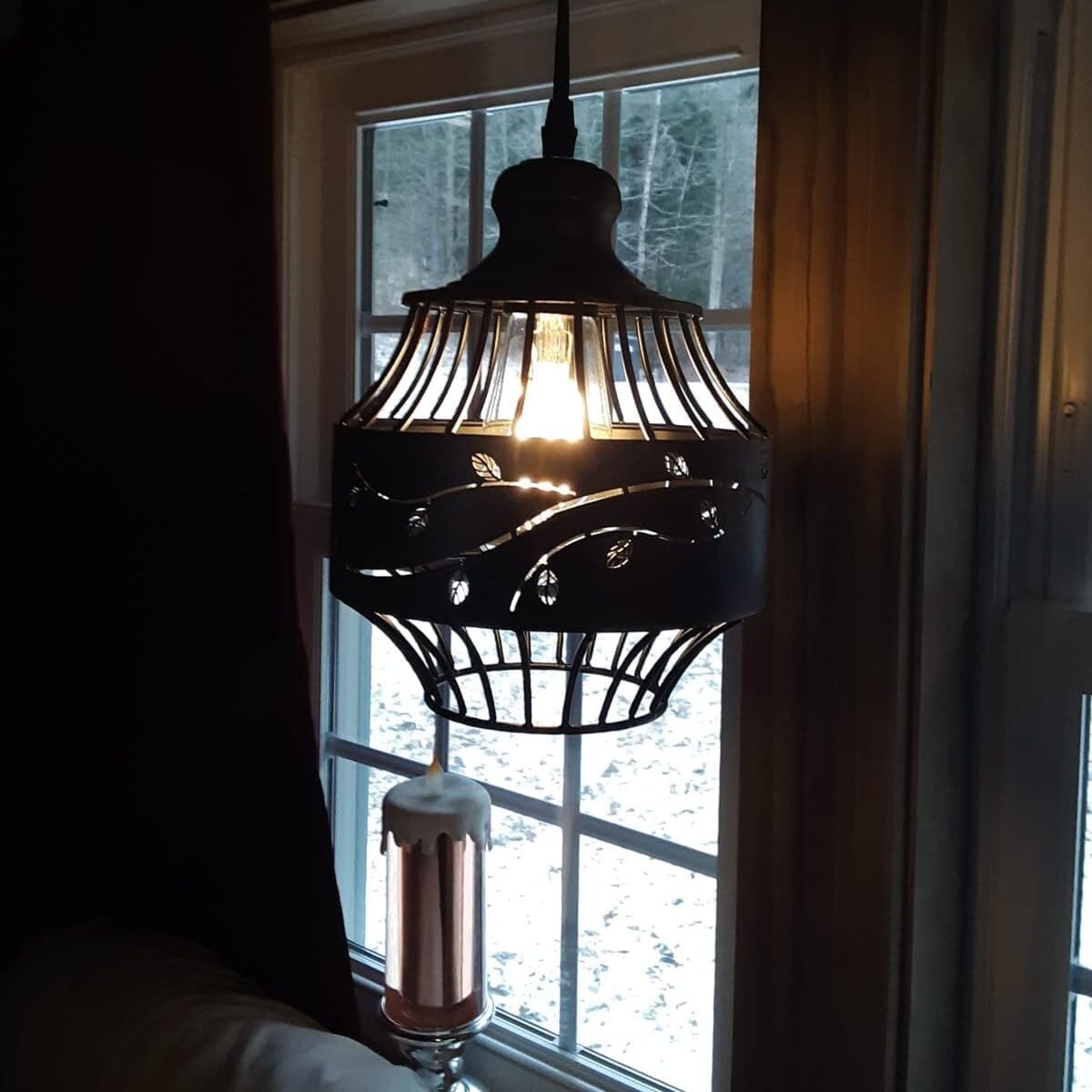 Dimmable Metal Hanging Pendant Light - 16Ft Cord for Living Room & Study Spaces