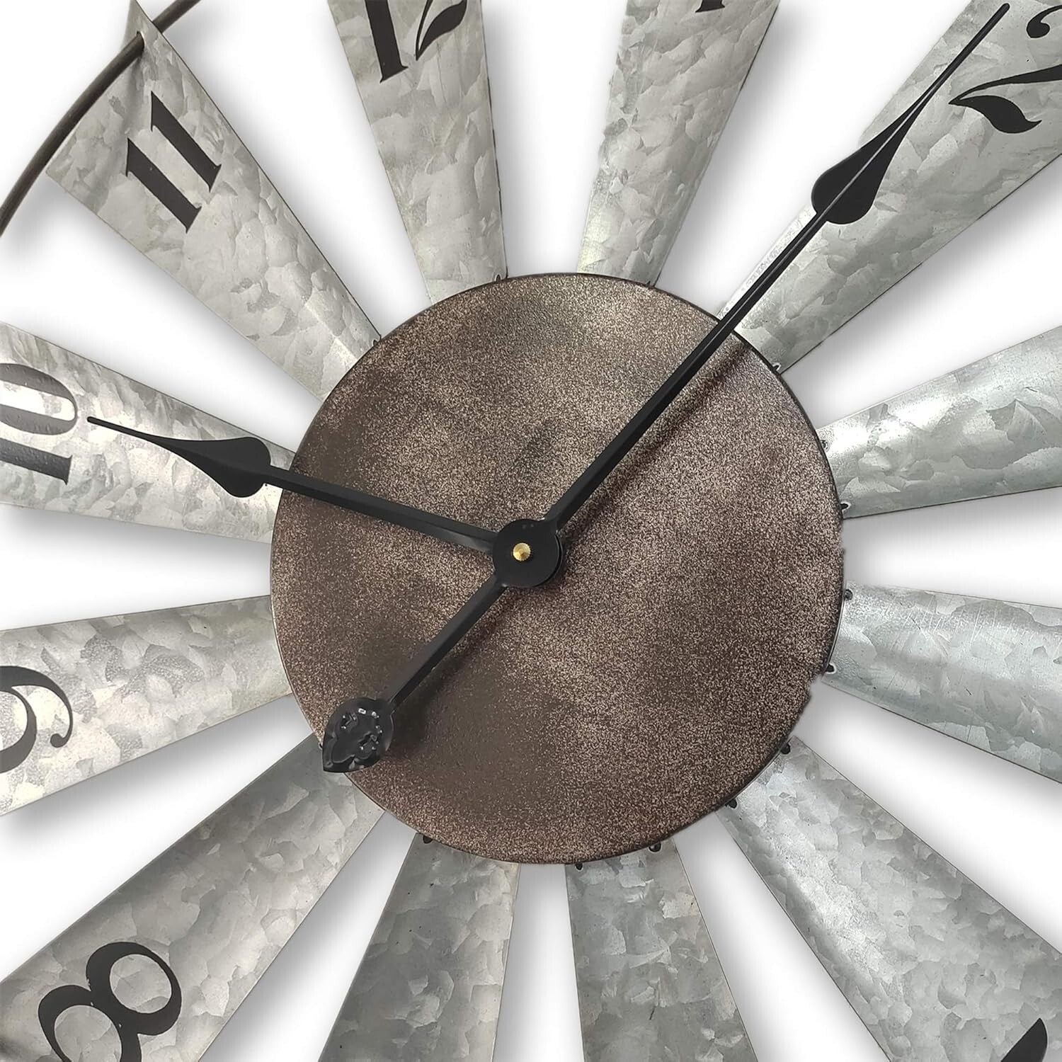 Charming 24-Inch Analog Wall Clock with Galvanized Metal Finish for Rustic Homes