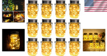 Load image into Gallery viewer, Eco-Friendly Solar-Powered Mason Jar Fairy Lights - 12 Waterproof Outdoor Decor