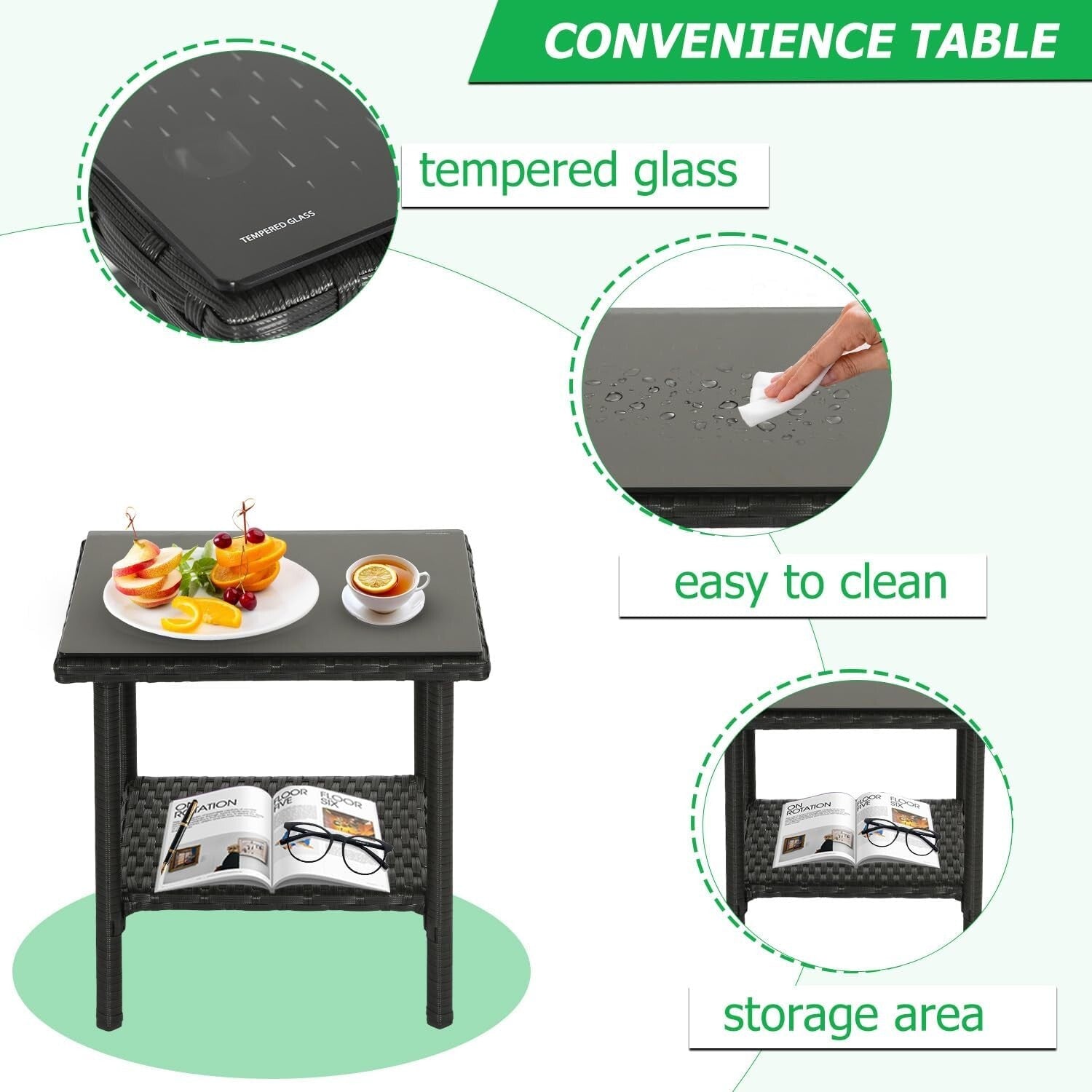 Elegant Wicker Rattan Outdoor Conversation Set with Coffee Table - Set of 3