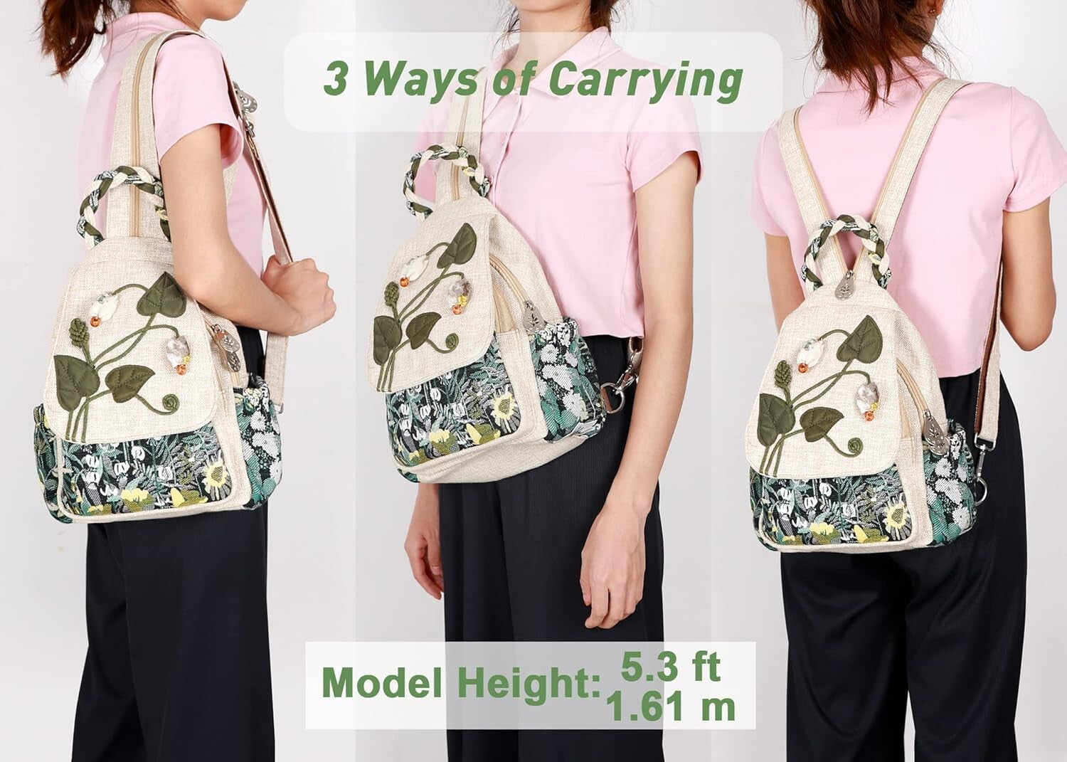 Lightweight Canvas Sling Bag with Adjustable Straps - Unique Day Pack for Women