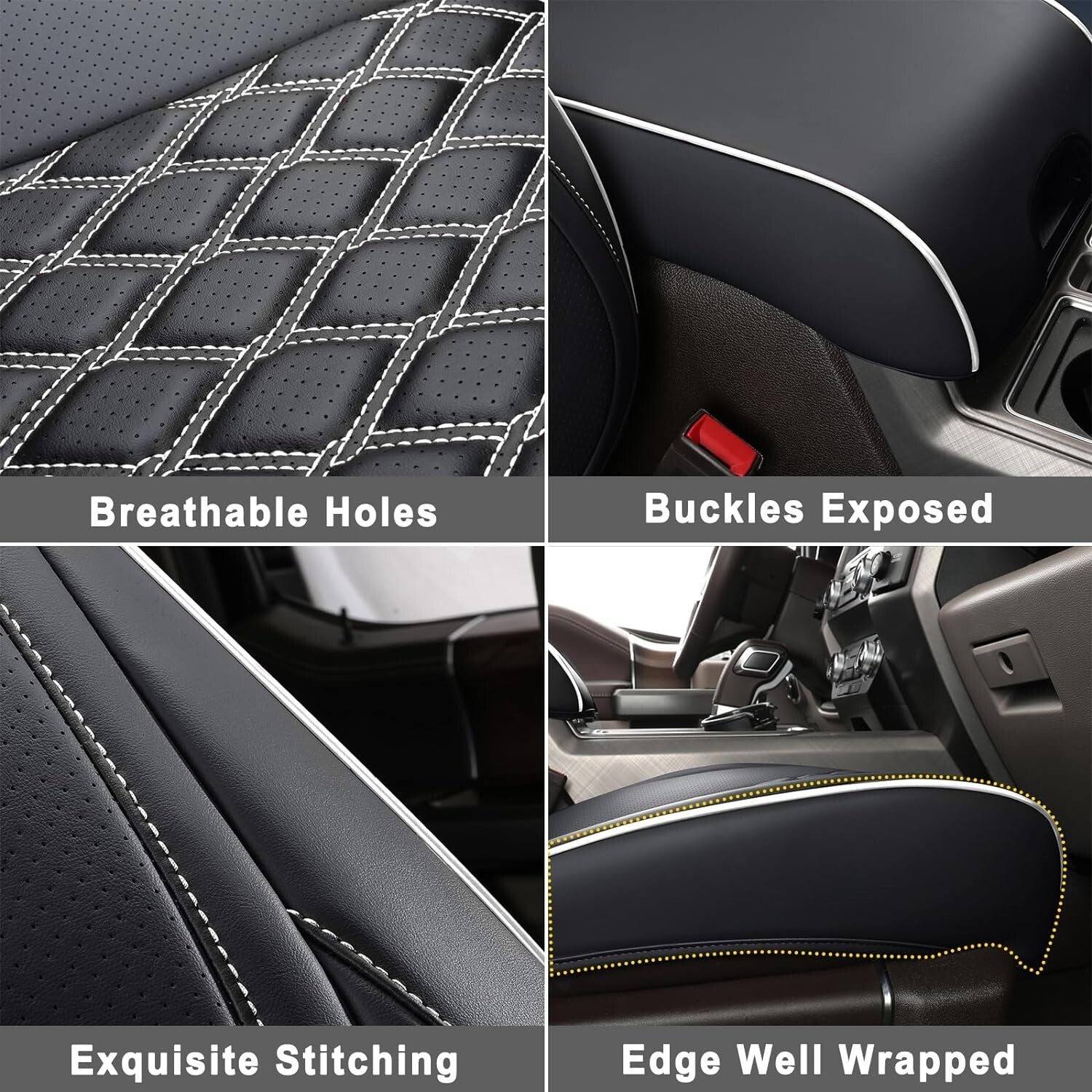 Stylish Custom Fit Faux Leather Seat Covers for 2015-2024 Ford Super Duty Trucks