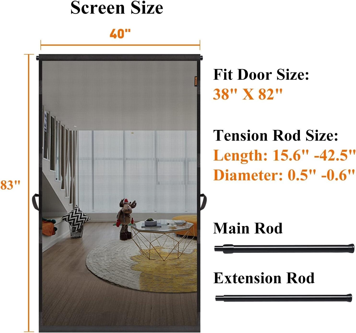 Lightweight Retractable Screen Door 38" x 82" - Easy Install & Adjustable Width