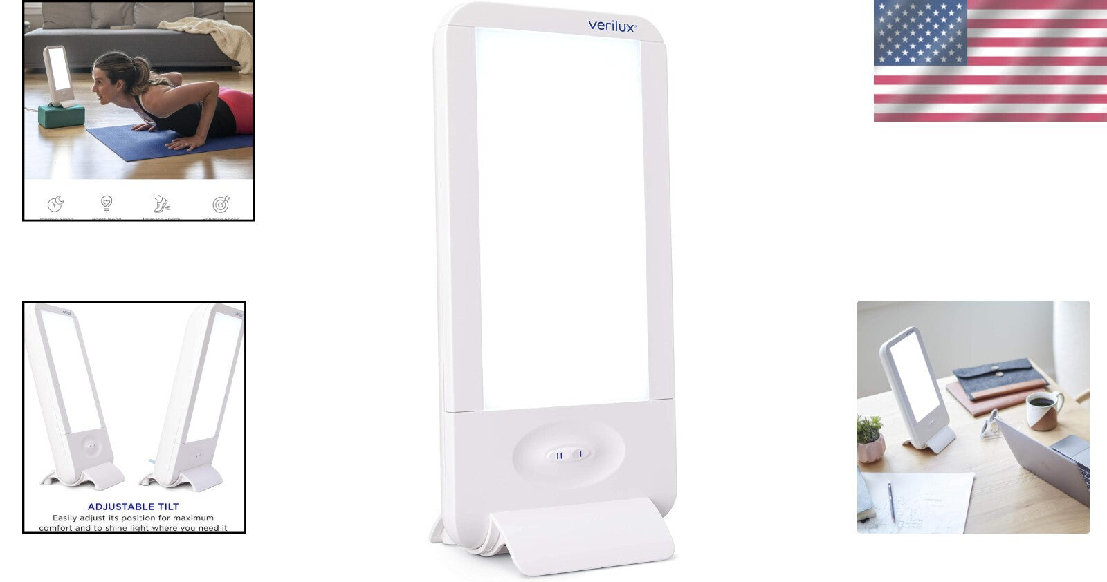 Compact 10,000 Lux HappyLight with Interchangeable Lenses - Safe Light Therapy