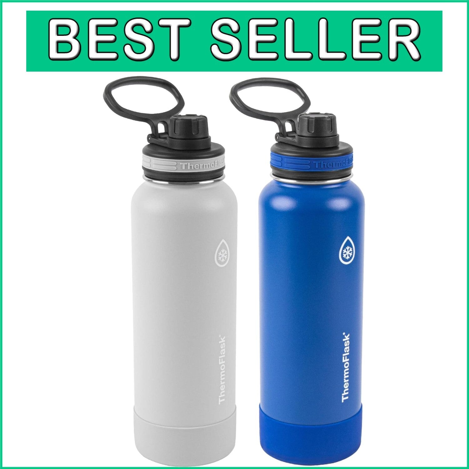 2 Pack 40oz Stainless Steel Insulated Water Bottles - Cold 24 Hours, Leak-proof