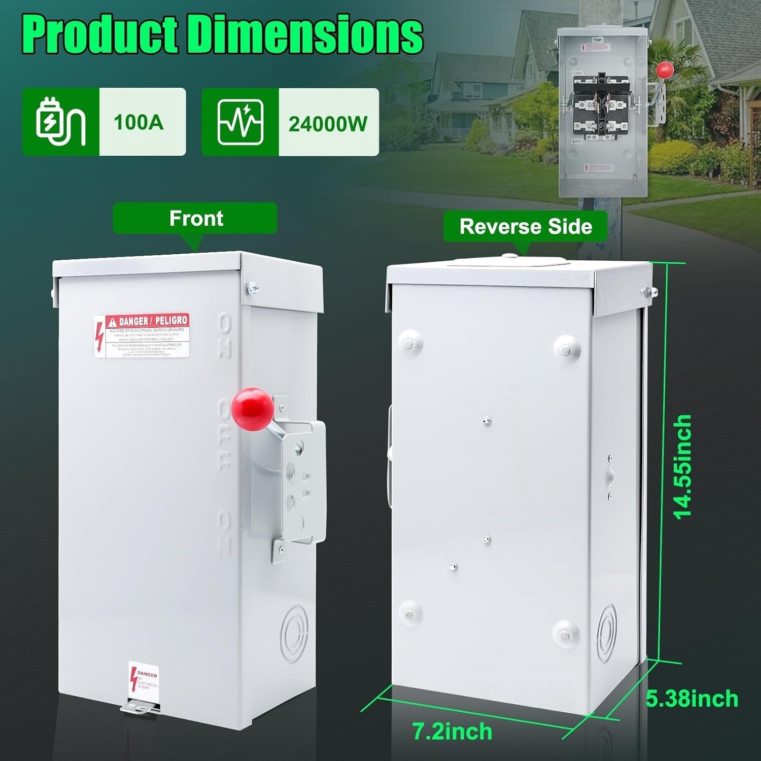 General Duty Double-Throw Safety Switch, 100A, 24000W, NEMA 3R Power Controller