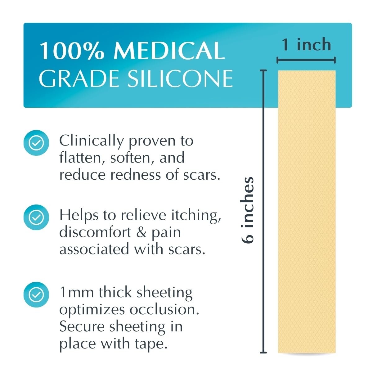NewGel Plus 1" x 6" Silicone Scar Sheets - Effective for Old and New Scars