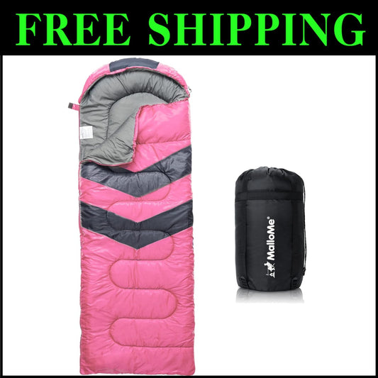 Plush Comfort Sleeping Bag for Adults & Kids - 3 Season, Lightweight, 32°-65°F