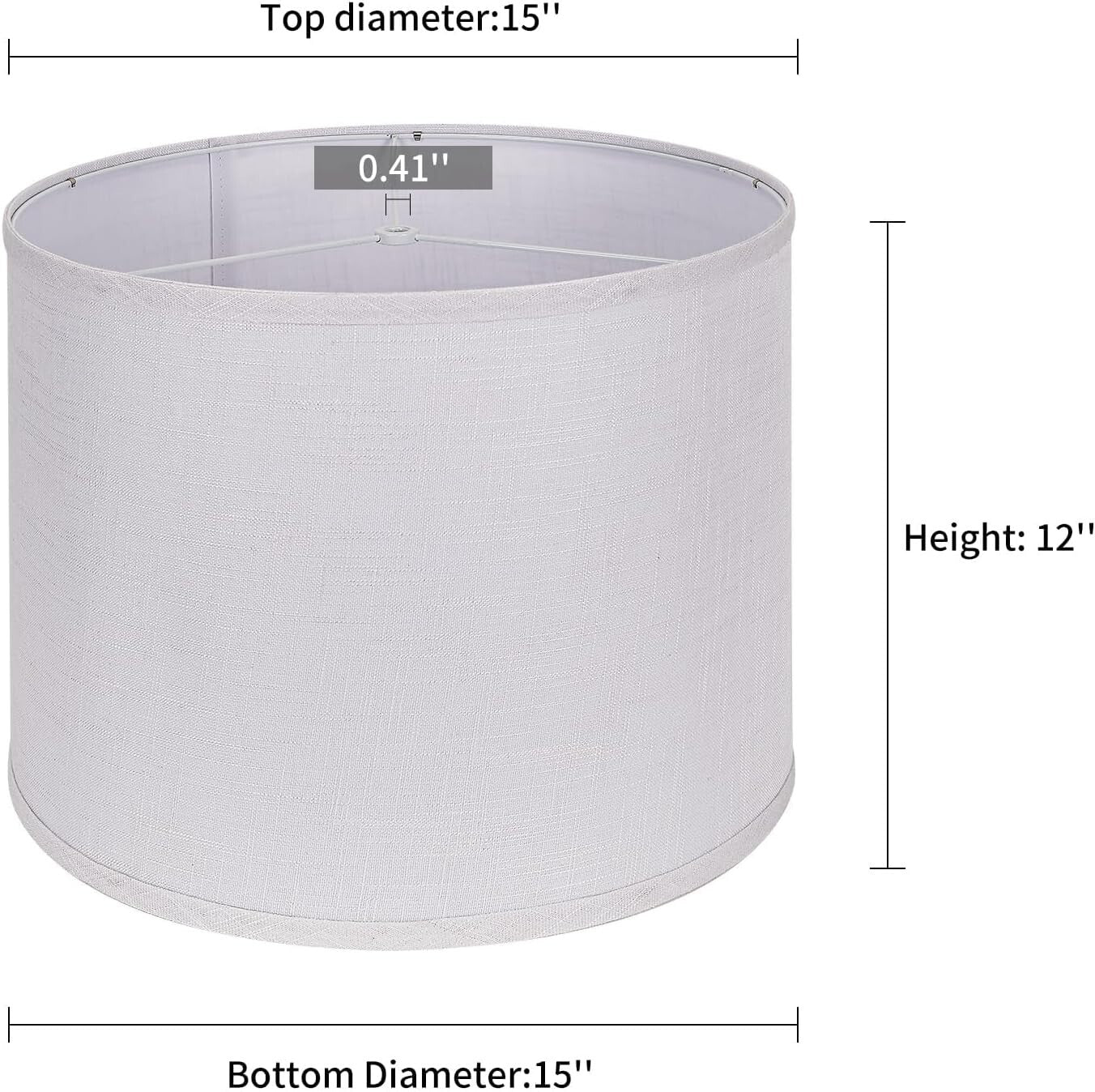 Elegant White Drum Lamp Shades 15" - Durable Natural Linen with Spider Fitter