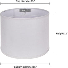 Load image into Gallery viewer, Elegant White Drum Lamp Shades 15" - Durable Natural Linen with Spider Fitter