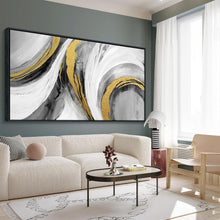 Load image into Gallery viewer, Versatile 29"X58" Large Abstract Wall Art in Black, White &amp; Gold - Perfect Gift