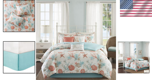 Pebble Beach 100% Cotton 7-Piece Comforter Set with Starfish Motif for King Beds