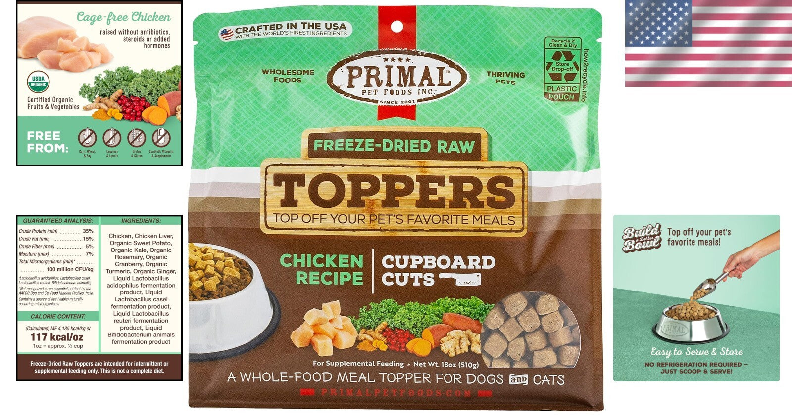 Grain Free Dog and Cat Food Toppers with Probiotics - Perfect for Picky Eaters