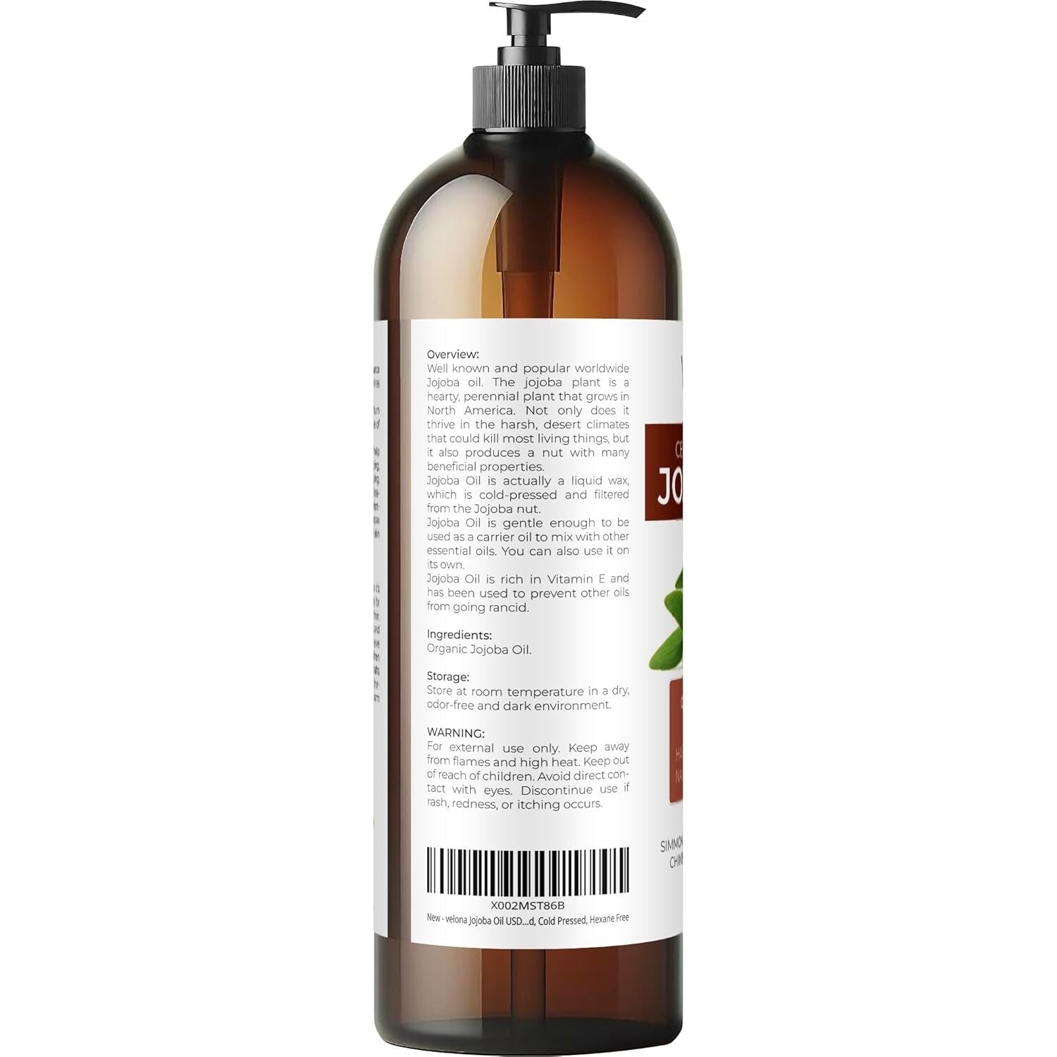 100% Pure Cold Pressed Jojoba Oil 32 Oz - Promotes Hydrated Skin & Healthy Hair