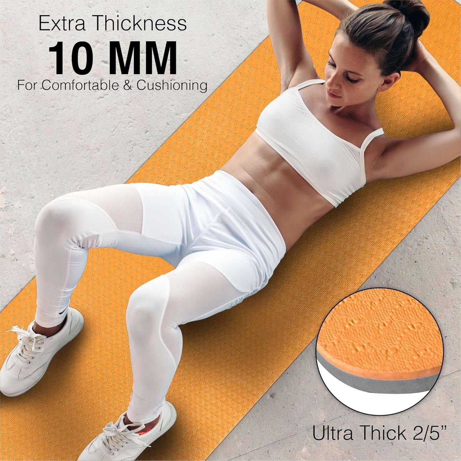 Extra Thick 10mm Non-Slip Yoga Mat with Strap - Ideal for Pilates & Workouts