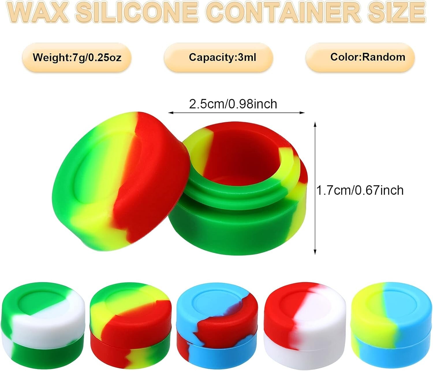 Durable 3ml Silicone Wax Containers - Ideal for Home Kitchen Travel Storage