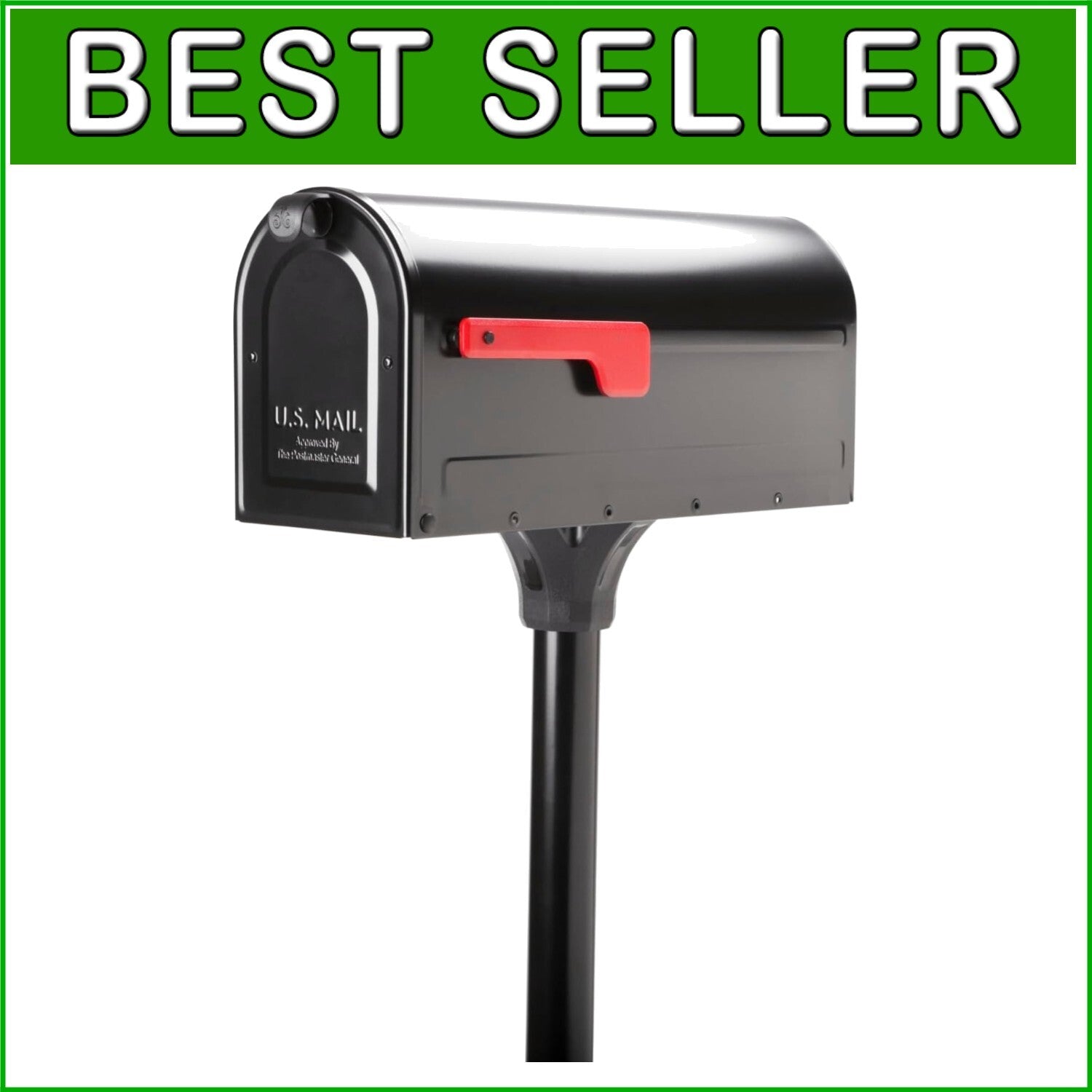 Chic Black Mailbox with In-Ground Post - Complete Installation Kit Included