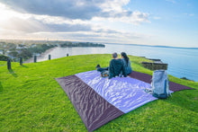 Load image into Gallery viewer, Oversized Waterproof Beach Mat with 6 Stakes and Corner Pockets for Stability