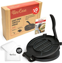 Load image into Gallery viewer, Heavy-Duty 10-Inch Tortilla Maker with Bonus Parchment Paper &amp; Recipe E-Book