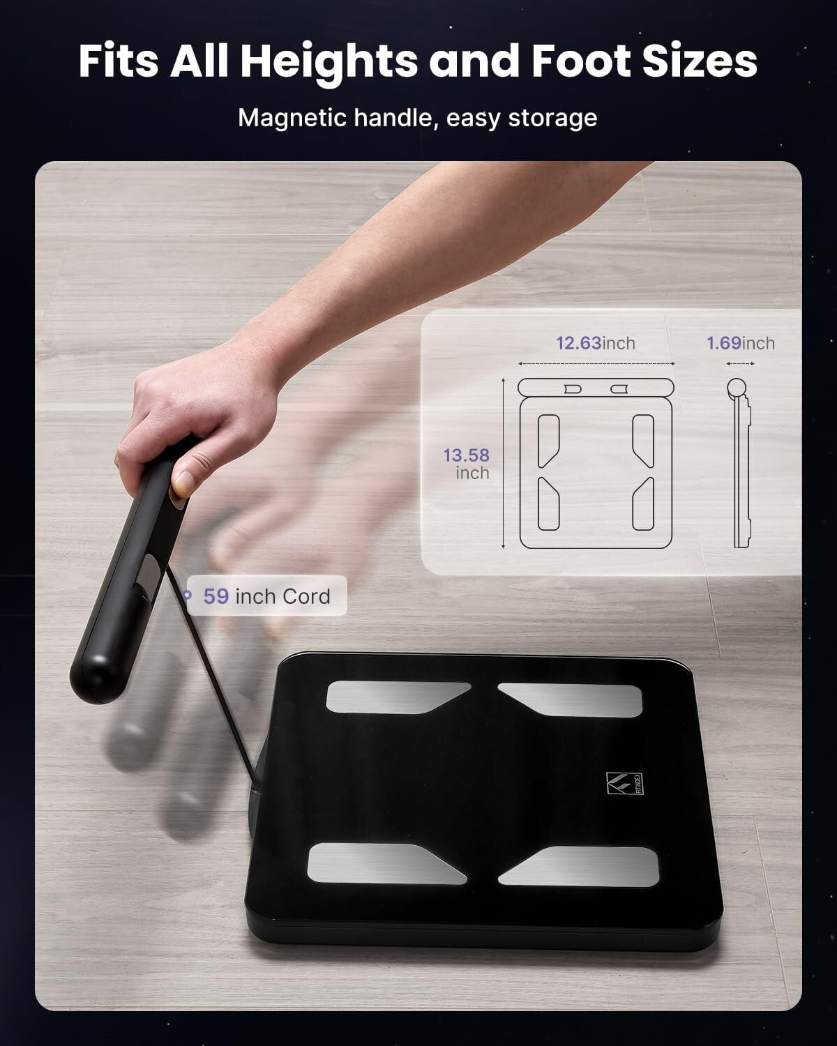 Elegant Black Body Composition Analyzer with LED Display & Bluetooth Integration