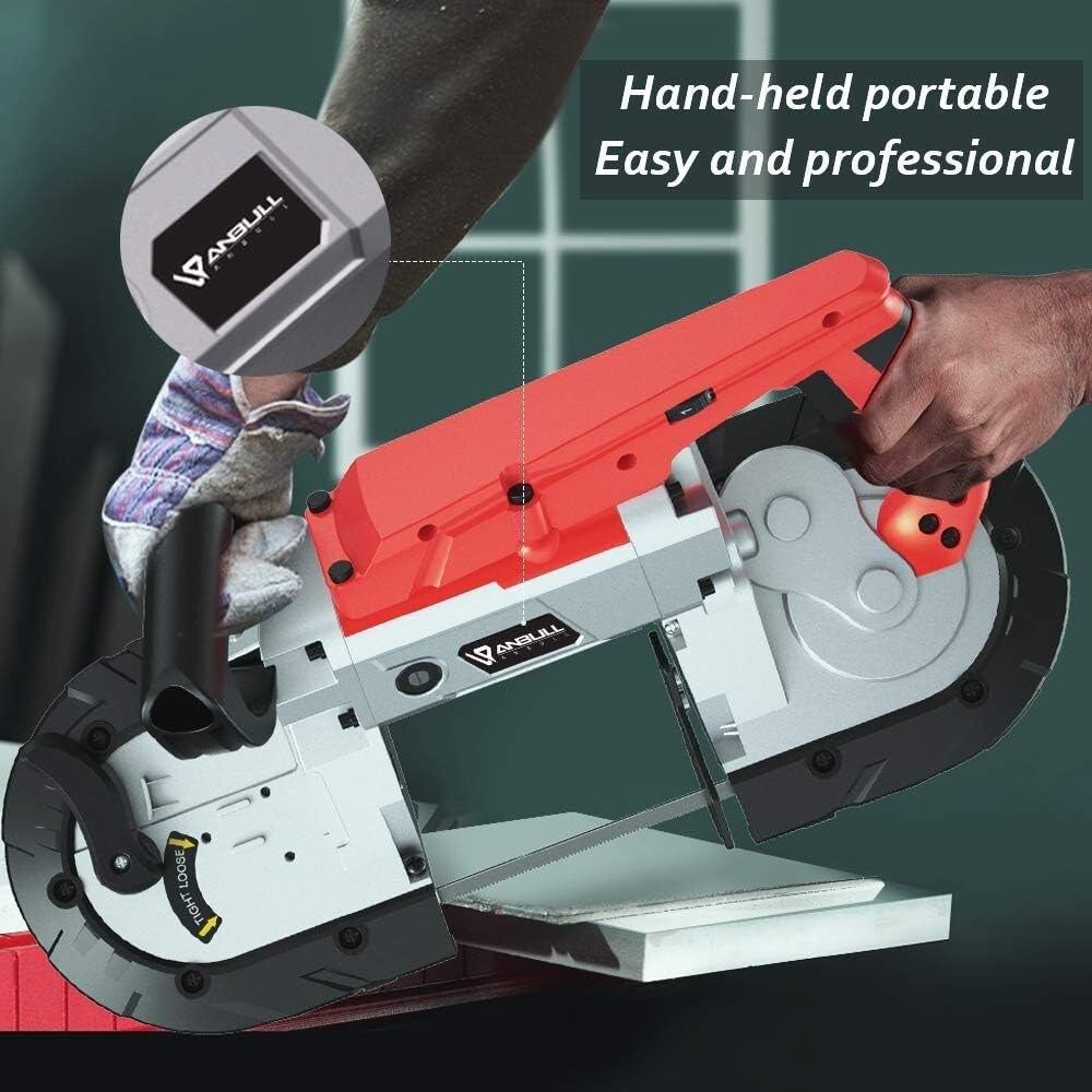 Cut with Precision: Upgraded Portable Band Saw with LED Spotlight & Alloy Base