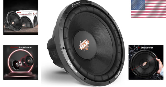 15-Inch Car Subwoofer - 2000 Watt Dual 4 Ohm Speaker with Foam Edge Suspension