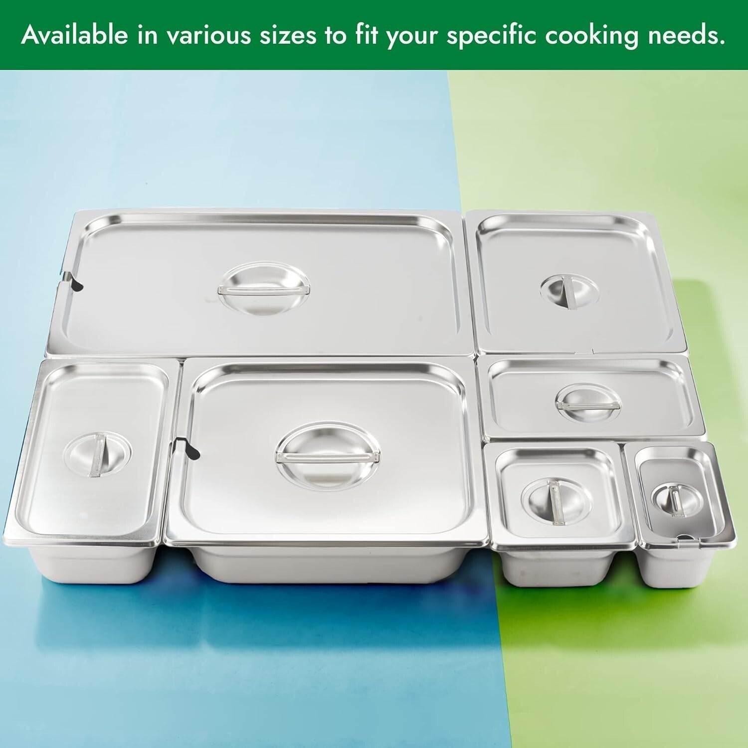 Durable 1/2 Size Stainless Steel Food Pan Covers - Set of 6 with Easy Handle