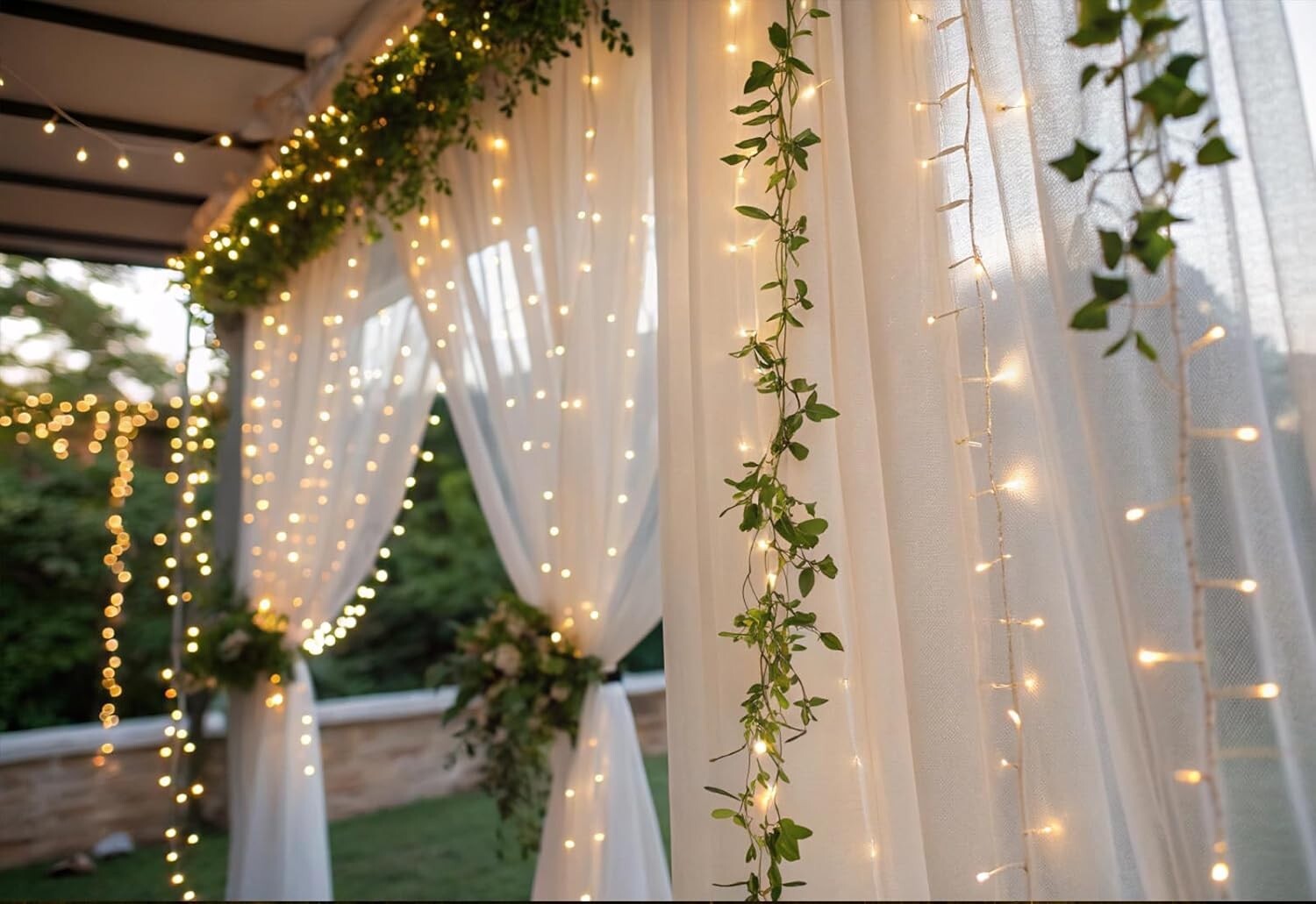 8 Mode Warm White LED Curtain Lights - Perfect for Weddings and Festive Decor