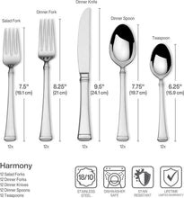 Load image into Gallery viewer, Timeless Harmony 65-Piece Flatware Set - Polished Stainless Steel Silverware